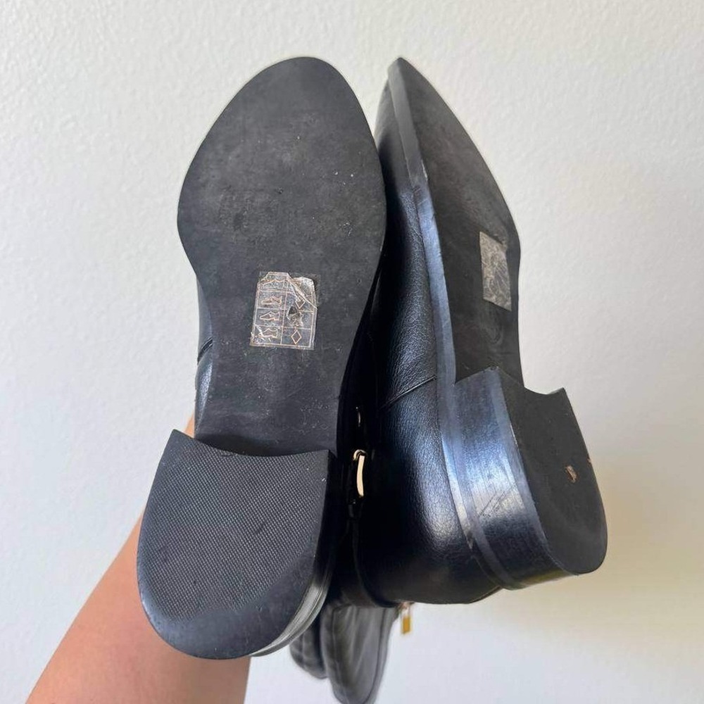 Michael Kors Black Leather Carney Studded Tall Riding Boot 7.5 Old Money Western - Picture 5 of 7